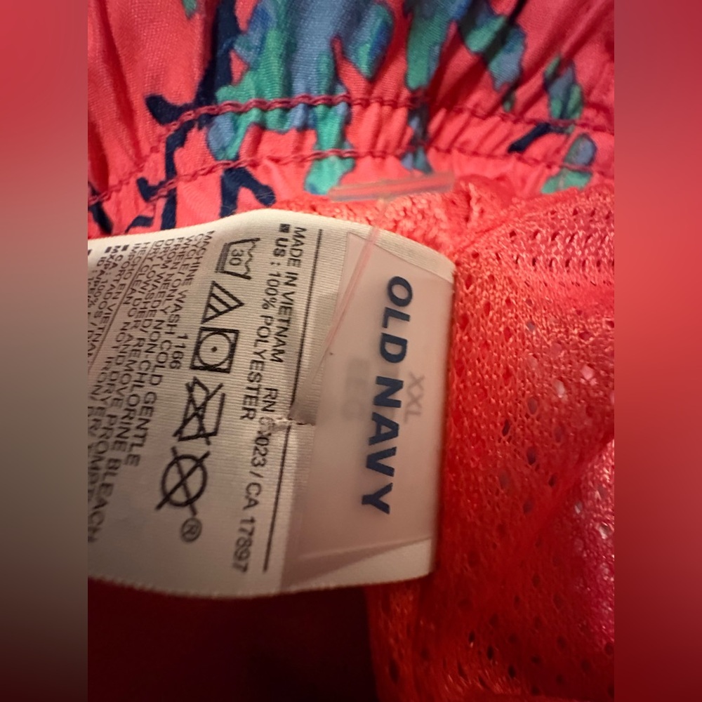 (B3) Old Navy Men's Printed‎ Coral Blue Wave Swim Trunks Shorts XXL - Picture 6 of 7